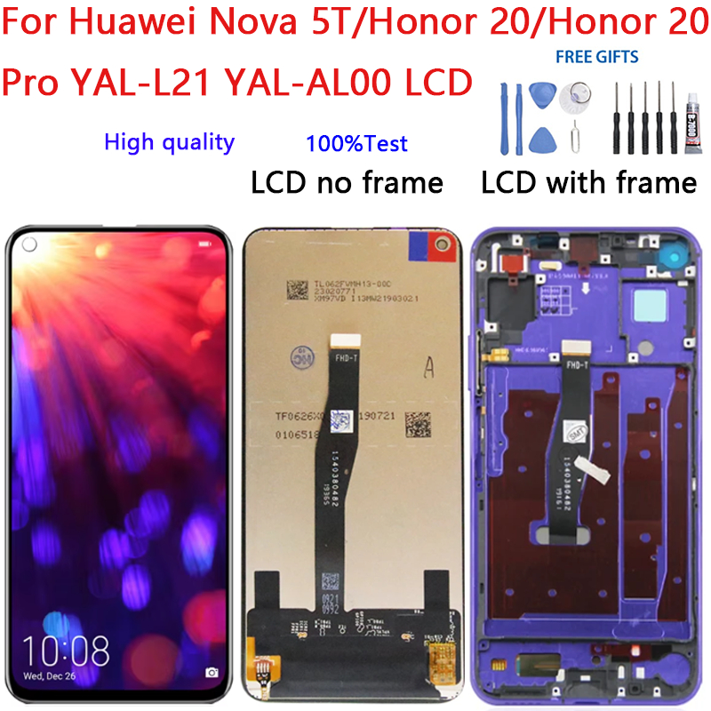 คุณภาพสูง LCD สําหรับ Huawei Nova 5T/Honor 20/Honor 20 Pro YAL-L21 YAL-AL00,YAL-L21 YAL-AL00,YAL-AL1