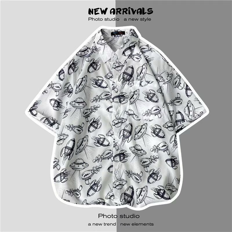 เสื้อฮาวาย hawaii แขนสั้น พิมพ์ลาย สำหรับผู้ชาย เสื้อเชิ้ตฮาวาย ฮาวายสไตล์เกาหลี ผ้าใส่สบาย สินค้าพร้อมส่ง M-3XL 100 แบบ รุ่น 1162 D103 - รูปที่ 2