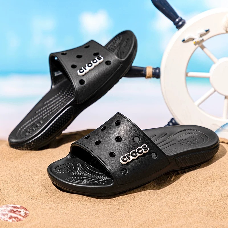 「จัดส่งในกรุงเทพฯ」 Crocs META PEARL slider บรรยากาศสีดําสีขาวผู้ชายรองเท้า Unisex Casual Lazy รองเท้าแตะรองเท้าแตะกลางแจ้ง