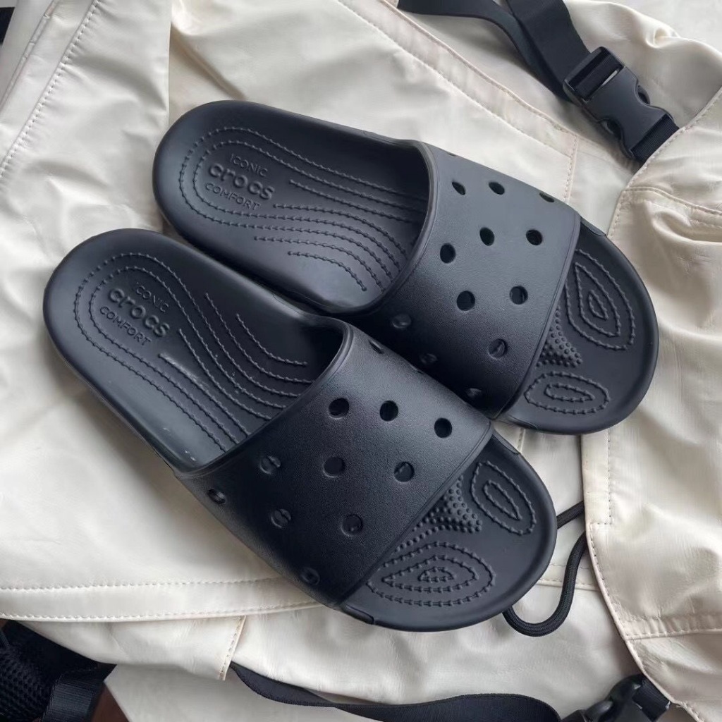 「จัดส่งในกรุงเทพฯ」 Crocs META PEARL slider บรรยากาศสีดําสีขาวผู้ชายรองเท้า Unisex Casual Lazy รองเท้าแตะรองเท้าแตะกลางแจ้ง