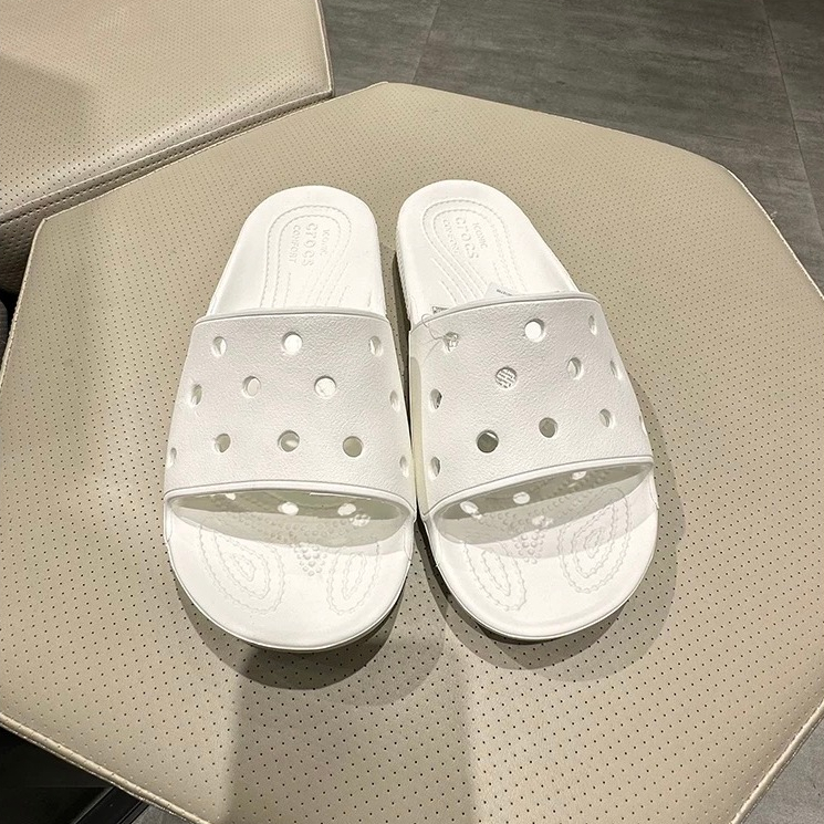 「จัดส่งในกรุงเทพฯ」 Crocs META PEARL slider บรรยากาศสีดําสีขาวผู้ชายรองเท้า Unisex Casual Lazy รองเท้าแตะรองเท้าแตะกลางแจ้ง