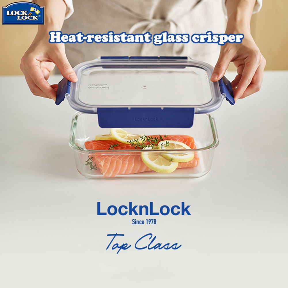 【Lock&lock】กล่องแก้วซิลิโคนโบรอนสูงทนความร้อนในครัวเรือน กล่องอาหารกลางวันเก็บความร้อนแบบพกพาความจุสูง | เหมาะสำหรับการทำความร้อนด้วยไมโครเวฟ