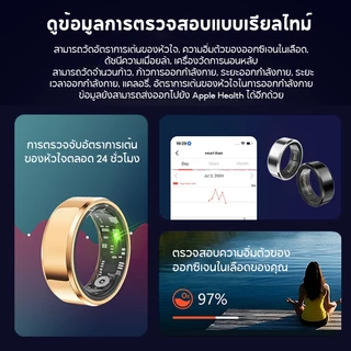 Aolon Ring Gen 3 แหวนอัจฉริยะ วัดชีพจร ติดตามนอน Smart Ring can Swim ว่ายน้ำ IP68 กันน้ํา น้ำหนักเบา 2.9 กรัม นับก้าว ระยะทาง ก้าวการออกกำลังกาย แคลอรี่ อัตราการเต้นของหัวใจ ออกซิเจนในเลือด