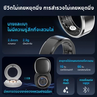 Aolon Ring Gen 3 แหวนอัจฉริยะ วัดชีพจร ติดตามนอน Smart Ring can Swim ว่ายน้ำ IP68 กันน้ํา น้ำหนักเบา 2.9 กรัม นับก้าว ระยะทาง ก้าวการออกกำลังกาย แคลอรี่ อัตราการเต้นของหัวใจ ออกซิเจนในเลือด