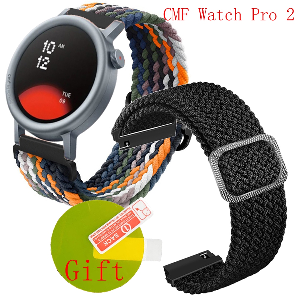 Cmf นาฬิกา Pro 2 ป้องกันหน้าจอฟิล์มสายรัดไนลอน Braided Loop สายรัดข้อมือสําหรับ CMF นาฬิกา Pro2 Smartwatch Band ปรับสร้อยข้อมืออุปกรณ์เสริม