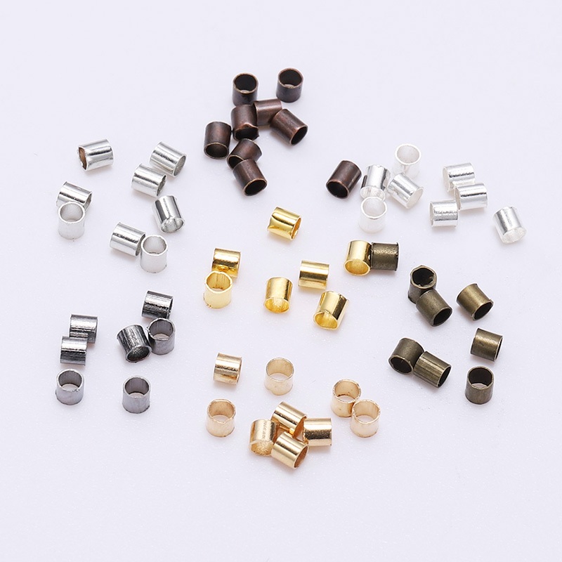 St.kunkka 500pcs 1.5 2.0 2.5 มม.เงินทองแดงหลอด Crimp End ลูกปัด Stopper Spacer ลูกปัดสําหรับ DIY แฟชั่นเครื่องประดับทําผลการค้นหาอุปกรณ์