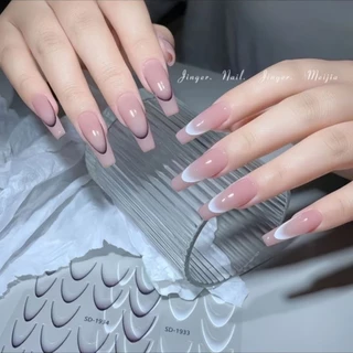 Rou Bao Nail French Gradient สติกเกอร์ Girly Simplicity สีขาวสีดําสีแดงด้านหลังกาวเล็บ Art DIY ตกแต่ง