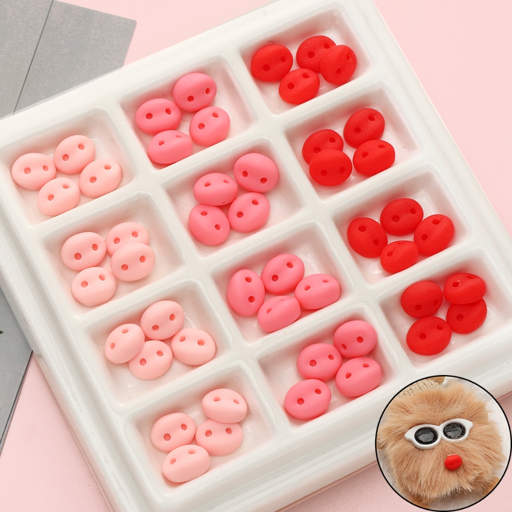 [9x8 มม.] 20 ชิ้นอะคริลิคหมูจมูกอุปกรณ์เสริมตุ๊กตาตุ๊กตาของเล่นจมูกสีแดงสีชมพูอุปกรณ์เสริม ทําเอง ตุ๊กตาทํามือ - รูปที่ 2