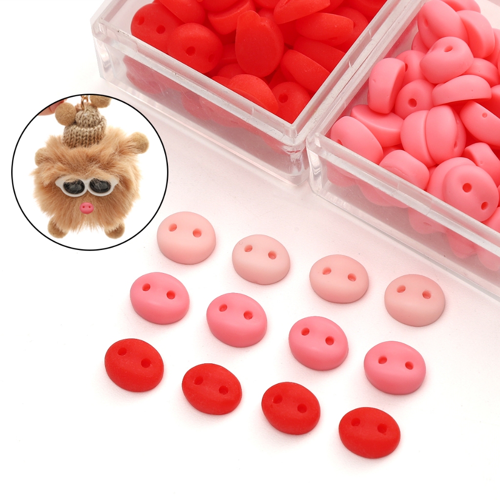 [9x8 มม.] 20 ชิ้นอะคริลิคหมูจมูกอุปกรณ์เสริมตุ๊กตาตุ๊กตาของเล่นจมูกสีแดงสีชมพูอุปกรณ์เสริม ทําเอง ตุ๊กตาทํามือ