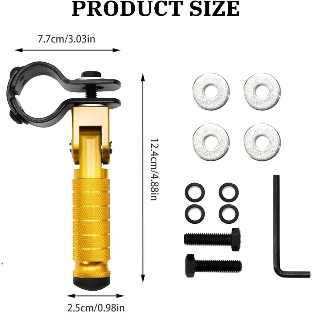 XW RACING ที่เหยียบเท้า แบบพับได้ สําหรับรถจักรยานยนต์ จักรยาน สกูตเตอร์ไฟฟ้า จักรยานยนต์ 8 มม ที่พักเท้า อลูมิเนียม กันลื่น - รูปที่ 2