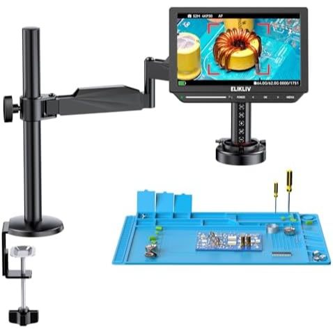 [TH Stock]Elikliv 10.1 นิ้ว Autofocus 4K HDMI กล้องจุลทรรศน์ดิจิตอล, EM4K-AF Flex Arm การประสานกล้องจุลทรรศน์เหรียญ