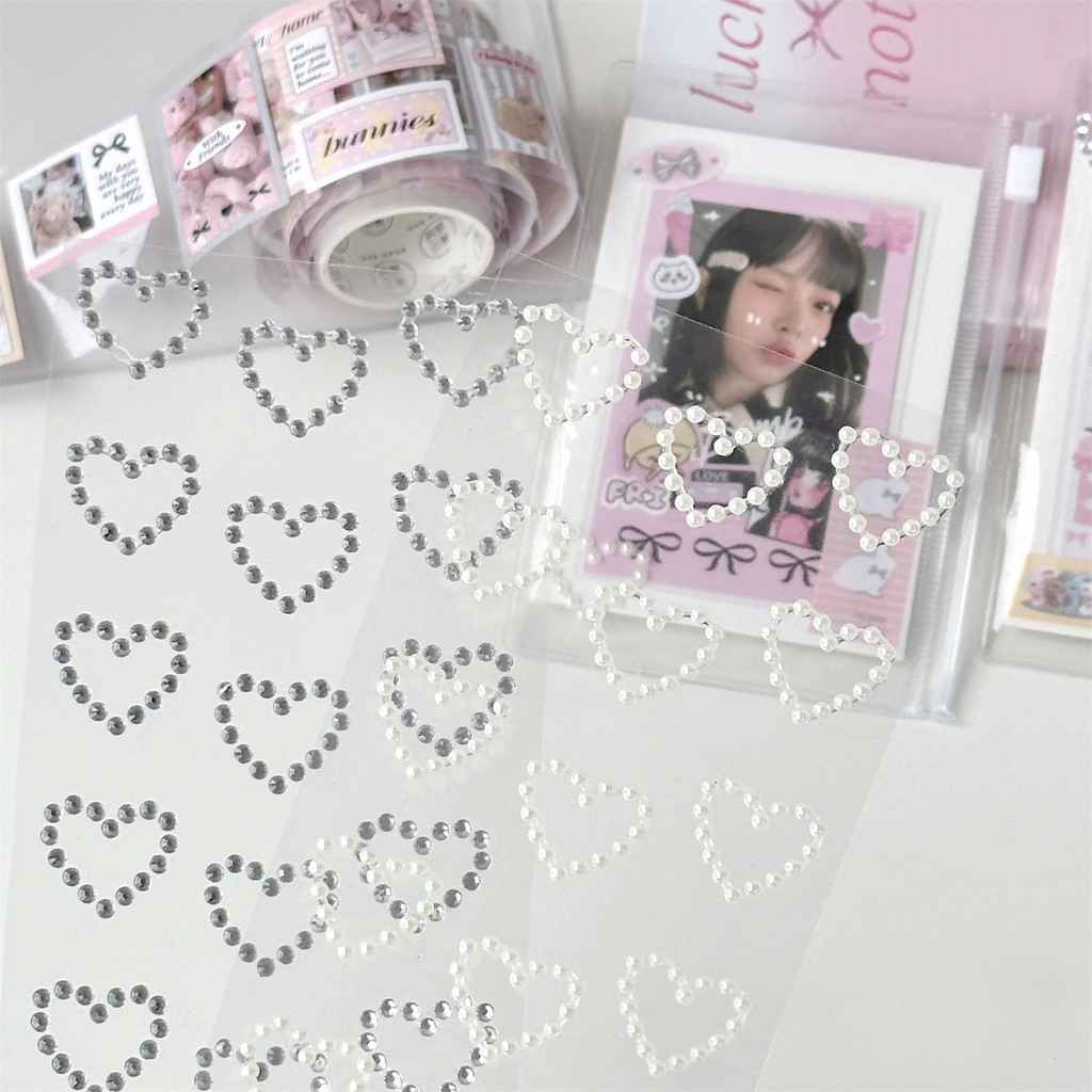 Ins Pearl Crystal Love Star สติกเกอร์ DIY สมุดภาพสติกเกอร์ตกแต่งอุปกรณ์บรรจุ