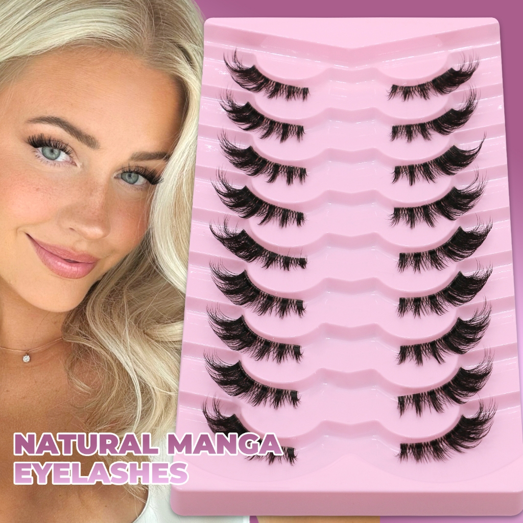 Groinneya Cat Eye Eyelashes 3D Natural Lashes Fluffy Soft Cross Lashes มังงะ Wispy Eyelash แต่งหน้า