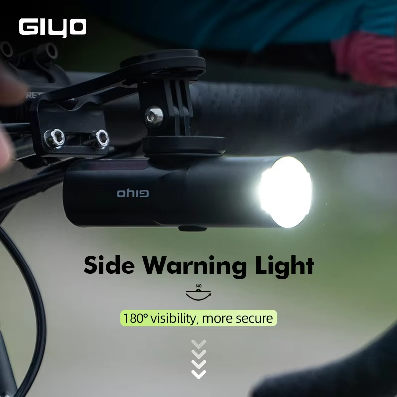 Giyo ขี่จักรยานด้านหน้า 400-1500LM ไฟฉายจักรยานเลนส์หมุนได้ป้องกันแสงสะท้อน IP66 กันน้ํา Type-C ชาร์จ Lam