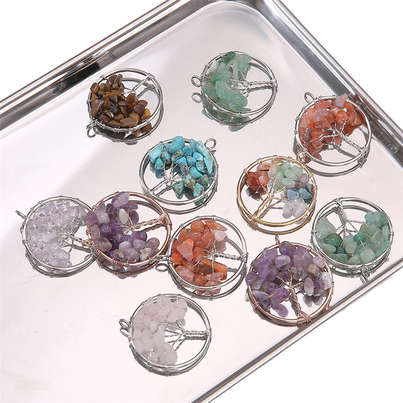 1ชิ้น [30มิลลิเมตร] คริสตัลธรรมชาติหินบดจี้ต้นไม้รูปจี้หินธรรมชาติเสน่ห์ ทําเอง สร้อยคอเครื่องประดับตกแต่ง - รูปที่ 4