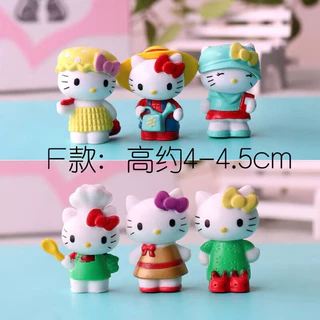 6 ชิ้น Figuren ตุ๊กตา Hello Kitty My Melody Kuromi Cinnamoroll Action Figure เค้กตกแต่งรุ่นเดสก์ท็อปของเล่นรถตกแต่งของขวัญเด็ก