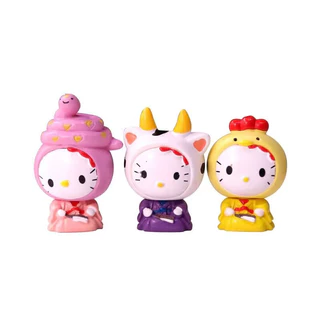 6 ชิ้น Figuren ตุ๊กตา Hello Kitty My Melody Kuromi Cinnamoroll Action Figure เค้กตกแต่งรุ่นเดสก์ท็อปของเล่นรถตกแต่งของขวัญเด็ก