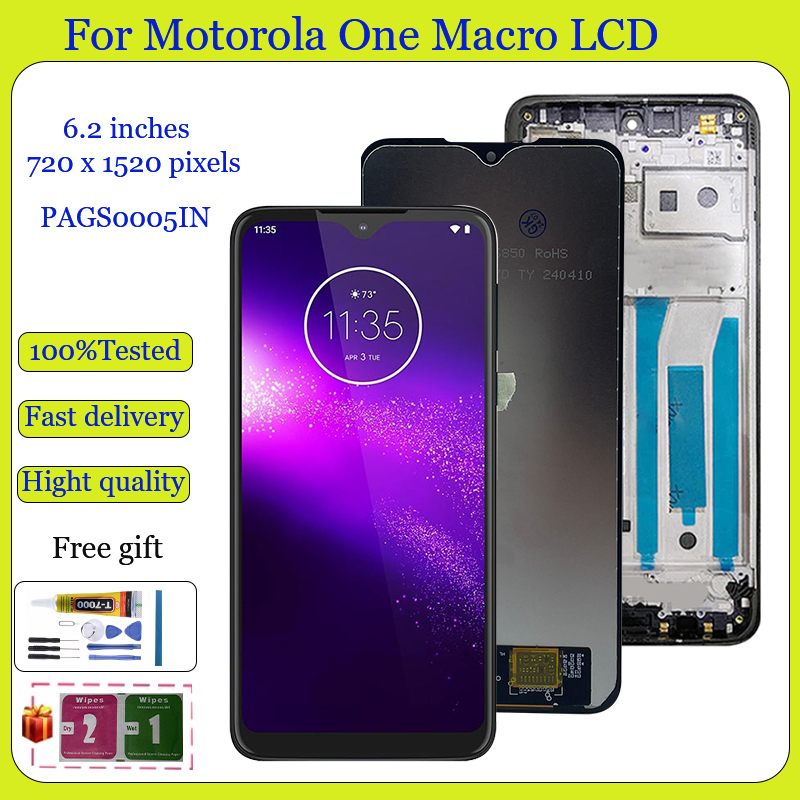 สําหรับ Motorola One Macro จอแสดงผล LCD ชุดหน้าจอสัมผัส