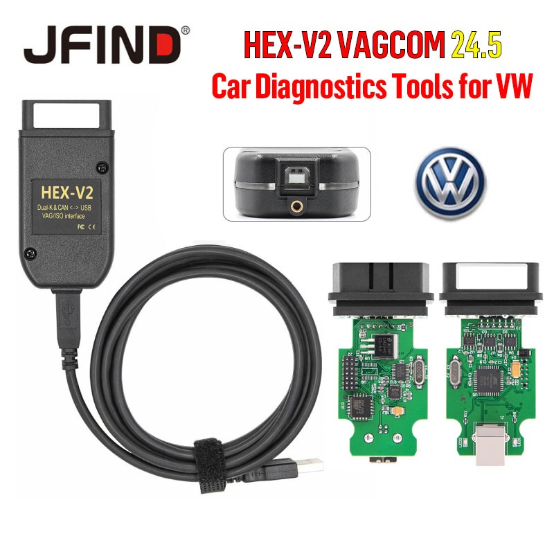 Vcds HEX-V2 24.5 VAG COM VCDSCAN อินเทอร์เฟซ VAGCOM เครื่องสแกนเนอร์เครื่องมือ HEX V2 อินเทอร์เฟซ USB เครื่องมือ OBD สําหรับ VW สําหรับ AUDI Skoda ที่นั่งหลายภาษารถ Autocom Diagnostics เครื่องมือ