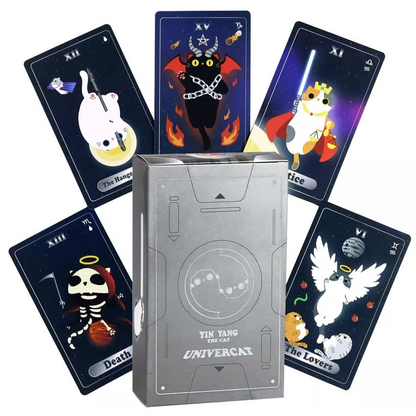 83 ชิ้น Yin Yang Cat Tarot 10x6 ซม.การ์ดเกมสํารับไม่มีคู่มือ