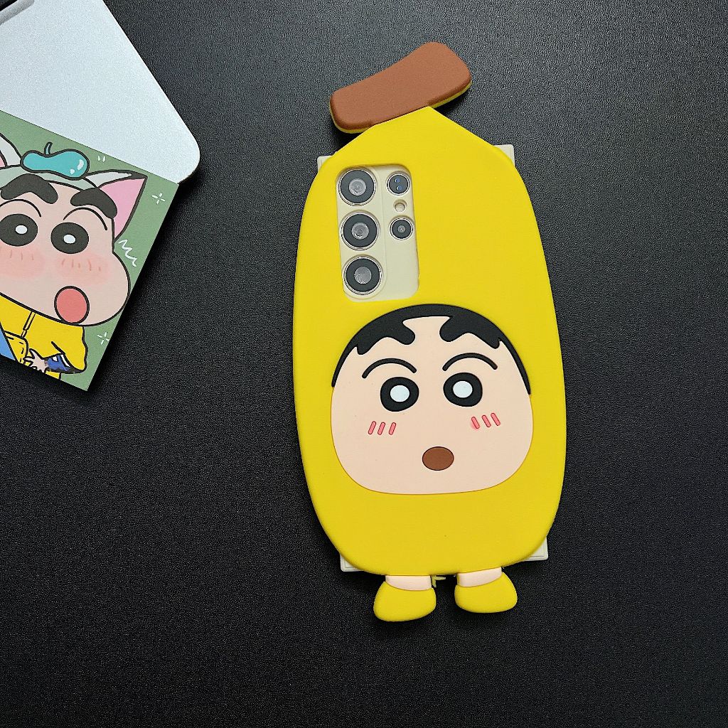 3D สามมิติ ซิลิโคน การ์ตูน เครยอนชินจัง กล้วย เคส Samsung Galaxy S24 S23 Ultra S21 S23 FE S22Ultra S20 FE S21 S22 S24 Plus + S21Ultra S20Ultra Note20 Ultra Note10 Plus Note10Lite A55 A54 A53 A52 A35 A34 A33 A25 A24 ซิลิโคน นุ่ม Case