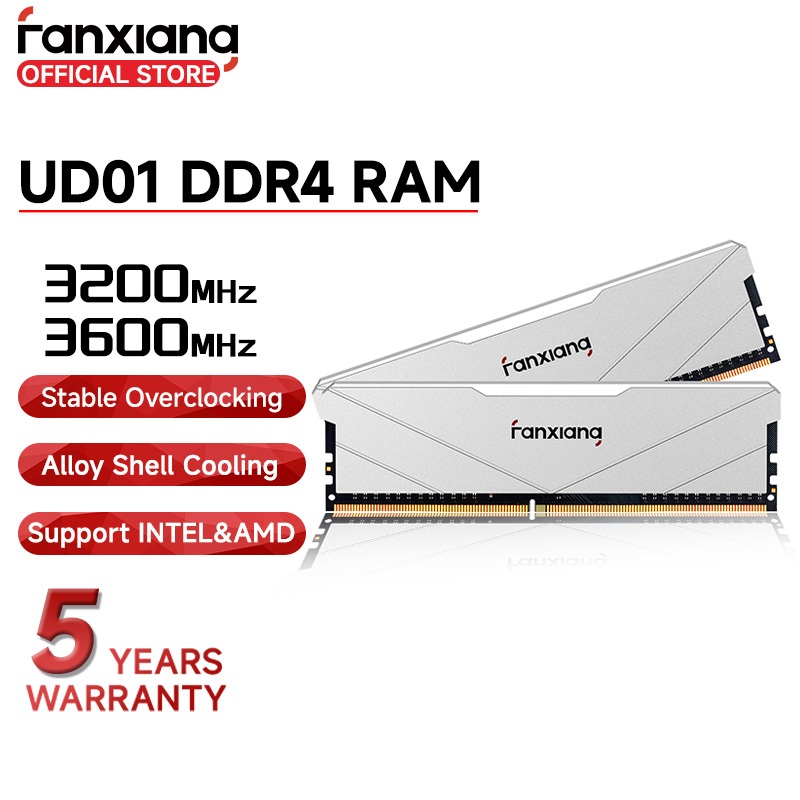 Fanxiang UD01 RAM DDR4 16GB 32GB หน่วยความจําสําหรับเล่นเกม 3200Mhz 3600Mhz สําหรับ PC Desktop