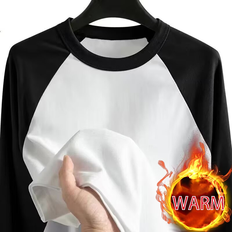 เสื้อยืดแขนยาวอุ่นสองด้าน Raglan ฤดูใบไม้ร่วงฤดูหนาว, ขนแกะเยอรมันนุ่ม Sw