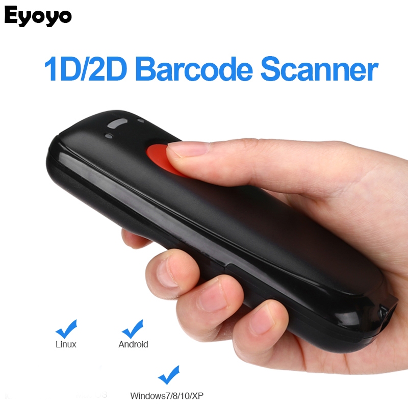 Eyoyo EY-004A Mini Wireless Bluetooth Barcode Scanner 3-in-1 1D 2D QR Code Wireless Barcode Scanner 