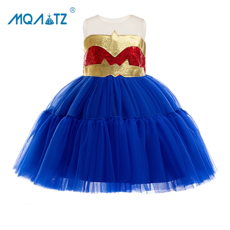 Mqatz เด็กกัปตันคอสเพลย์ชุดดอกไม้วันเกิดชุดเจ้าหญิงสาวดําเนินการเครื่องแต่งกายพรรคเสื้อผ้า1-5ปี ASQNX01