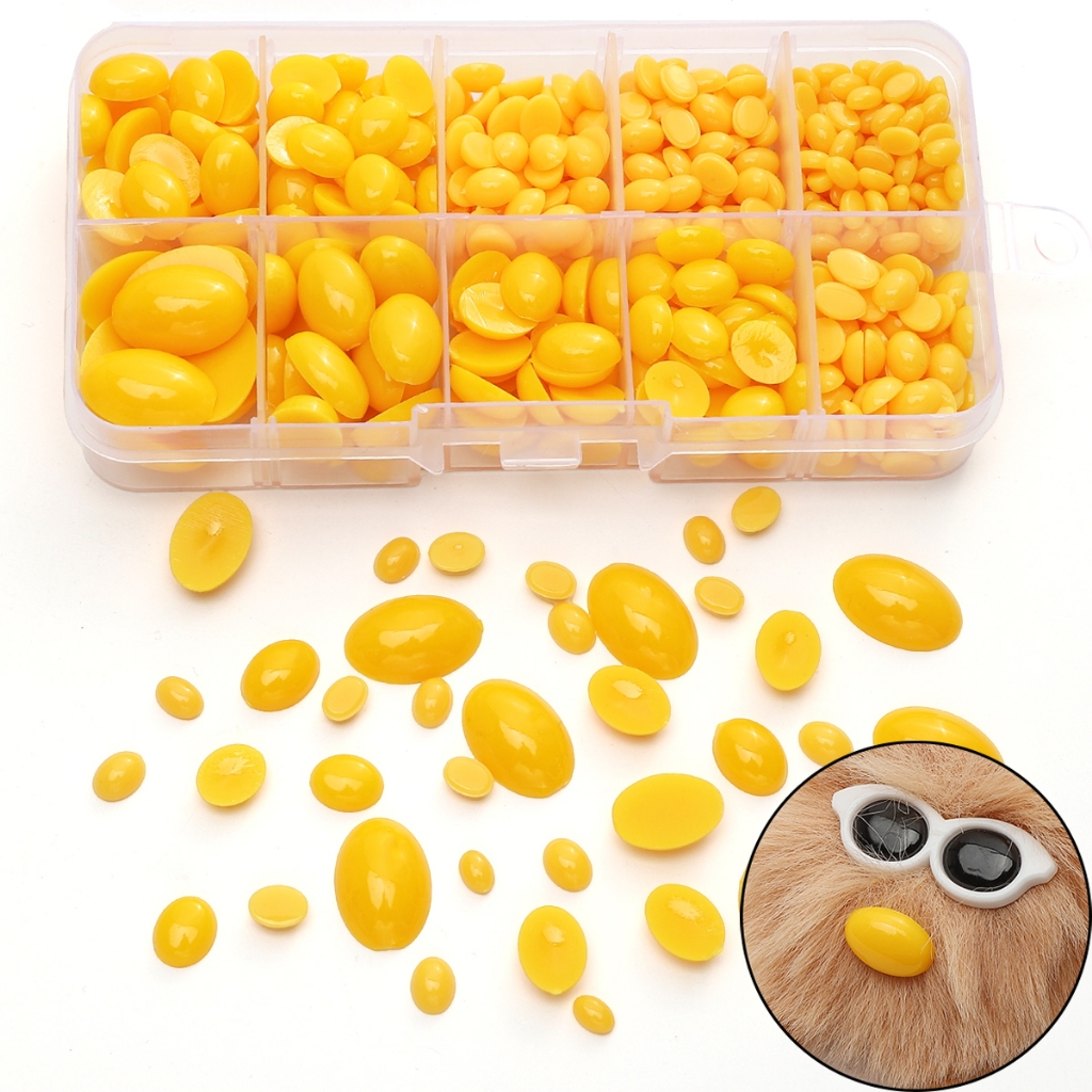 อุปกรณ์เสริมจมูกแบนรูปไข่อะคริลิก สําหรับทําตุ๊กตา DIY สีเหลือง