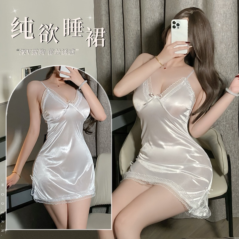 [Clove] ชุดชั้นในเซ็กซี่เซ็กซี่ Pure Desire สไตล์สลิง Nightdress ผู้หญิงลูกไม้บาง Scheming ชุดนอนแยกฟรี Take-off ชุด 8550