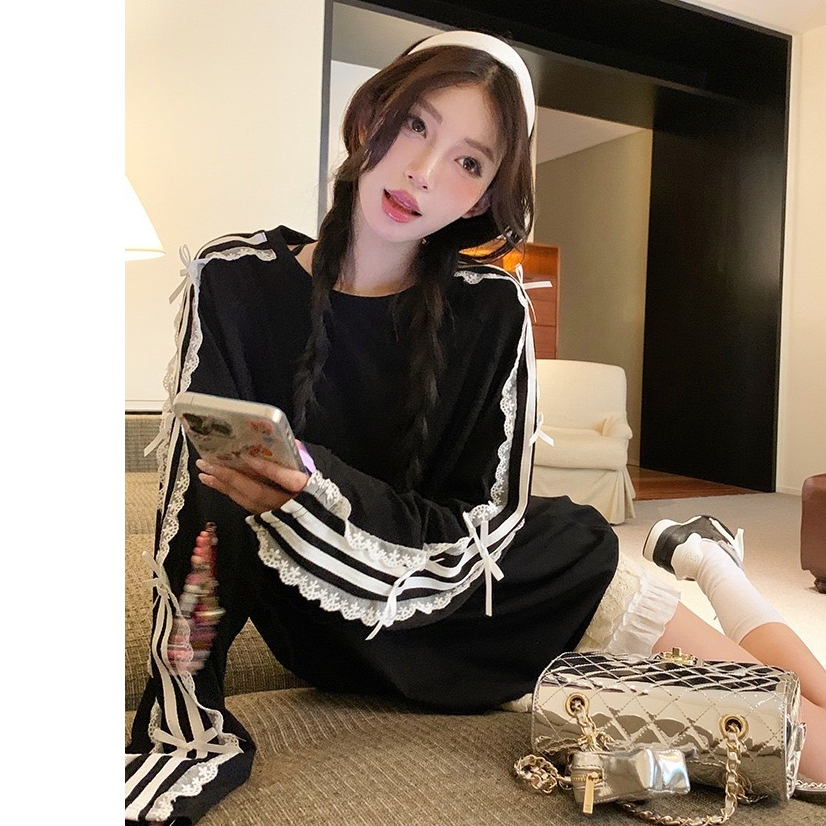 เกาหลีลูกไม้หวานผูกเสื้อยืดครีมกันแดดแขนยาว