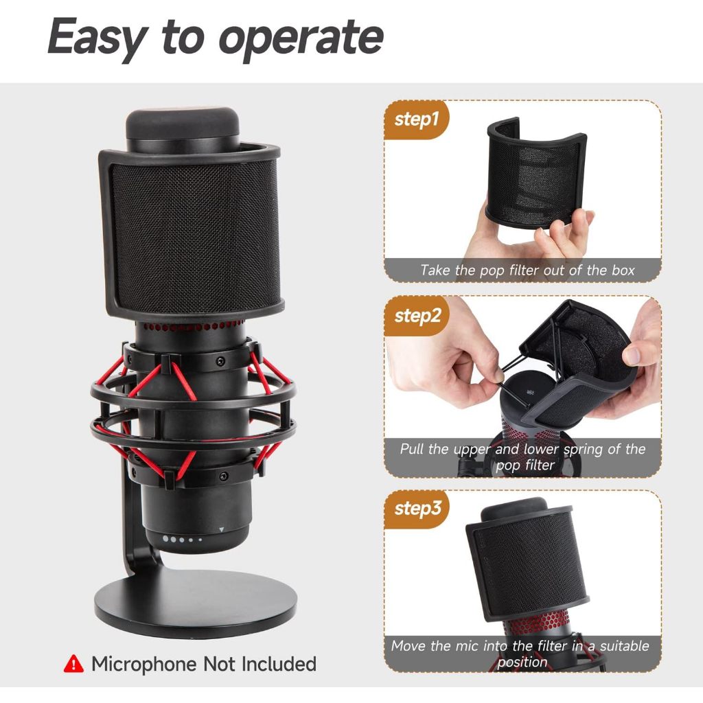 Hyperx QuadCast S Pop Filter-ไมโครโฟนกระจกไมโครโฟนโฟมไมโครโฟนอุปกรณ์เสริมใช้งานร่วมกับ HyperX QuadCast S Mic - รูปที่ 2