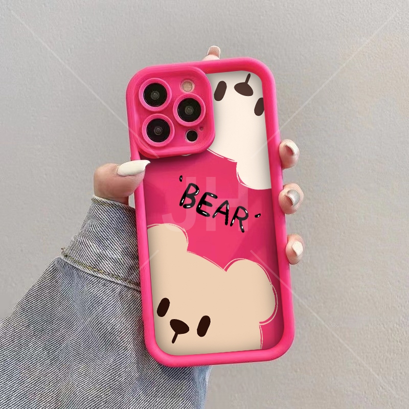 เคส VIVO Y15S Y16 4G Y02 Y02A Y02T Y01 Y31 Y02S Y21 Y21T Y33T Y51S Y21A Y21S Y33S Y53S Y30 5G Y75 5G Y15C Y01A เคส หมีน้อยความคิดสร้างสรรค์ที่เรียบง่าย 5 สี