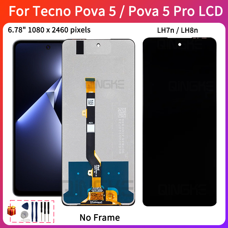 6.78 "ใหม่สําหรับ Tecno Pova 5 LCD LH7n จอแสดงผล IPS Touch Screen Digitizer Assembly สําหรับ Tecno P