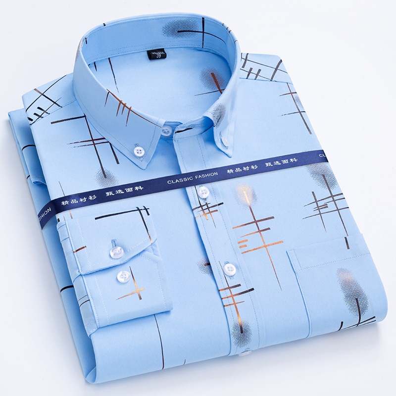 เสื้อเชิ้ตแขนยาวลําลอง พิมพ์ลาย สไตล์เกาหลี สําหรับผู้ชาย