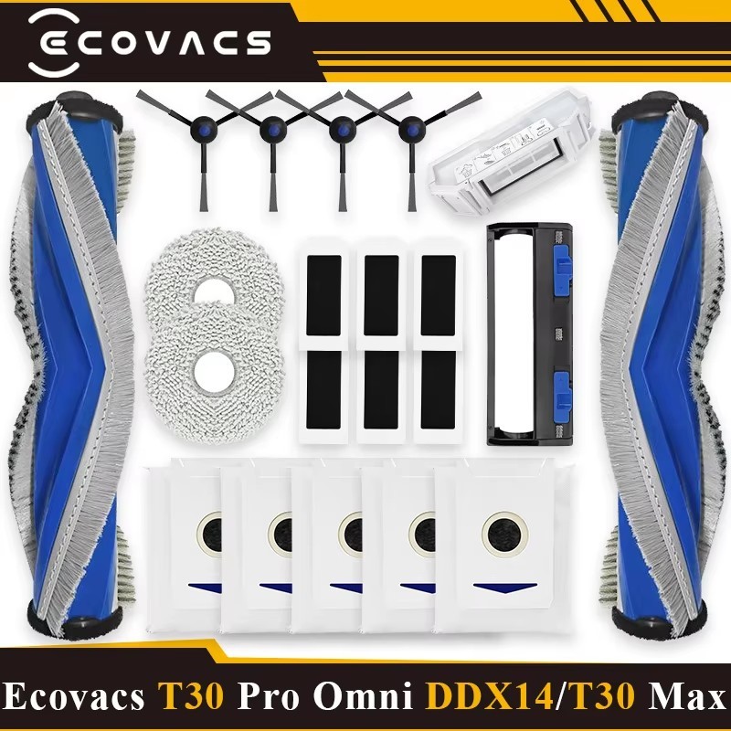 Ecovacs T30 Pro Omni หุ่นยนต์เปลี่ยนแปรงด้านข้าง HEPA Filter Mop Pad ถุงเก็บฝุ่นอุปกรณ์เสริมอะไหล่