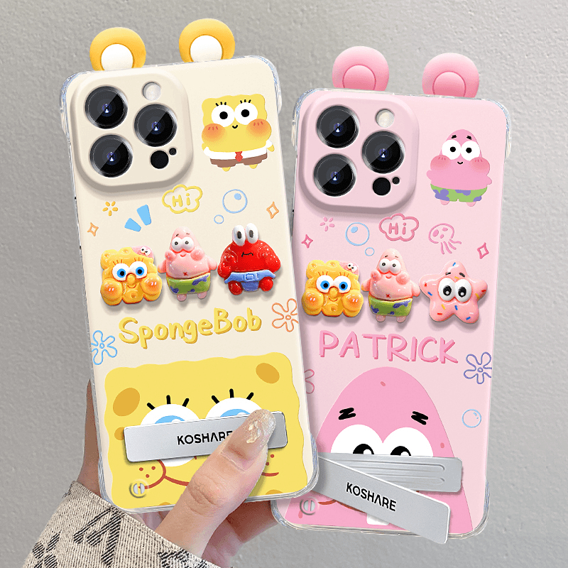 ใหม่ xs Frameless xr SpongeBob SquarePants 11 พาย Daxing 12 ตุ๊กตาสามมิติ 13 วงเล็บเหมาะสําหรับ Apple 16promax เคสโทรศัพท์ 14 การ์ตูน iPhone15 กันกระแทกป้องกันกรณี