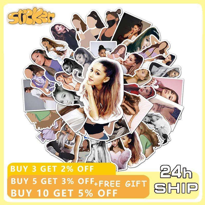 52 ชิ้นนักร้อง Star Ariana Grande สติ๊กเกอร์แล็ปท็อปเครื่องเขียนโทรศัพท์กระเป๋าเดินทางสติกเกอร์กันน้ําของเล่น