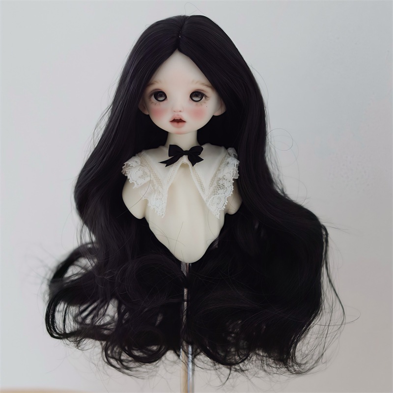 วิกผมหยิก 1/6 Bjd 28 ซม. พร้อมหน้าม้า สีทอง สําหรับเส้นรอบวงศีรษะ 16-17 ซม.