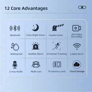 LLSEE ICSEE 12MP 6K 3 เลนส์กล้องวงจรปิดไร้สาย WIFI PTZ กันน้ำ 360 กล้อง IP กลางแจ้งการติดตามการเคลื่อนไหวที่มีสีสันคืนวิสัยทัศน์