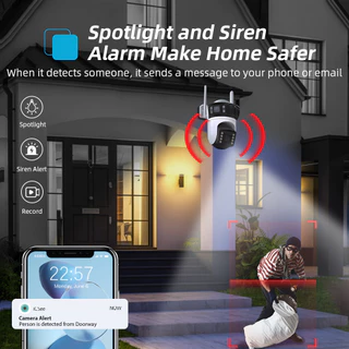 LLSEE ICSEE 12MP 6K 3 เลนส์กล้องวงจรปิดไร้สาย WIFI PTZ กันน้ำ 360 กล้อง IP กลางแจ้งการติดตามการเคลื่อนไหวที่มีสีสันคืนวิสัยทัศน์