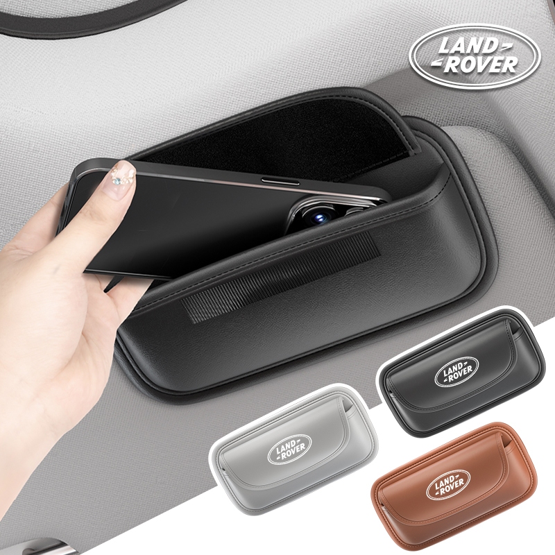 1pcs PU หนังรถแว่นตาป้องกันกรณีรถ Sun Visor แว่นตากันแดดตั๋วสําหรับ Land Rover Range Rover Evoque Velar Defender Freelander Discovery