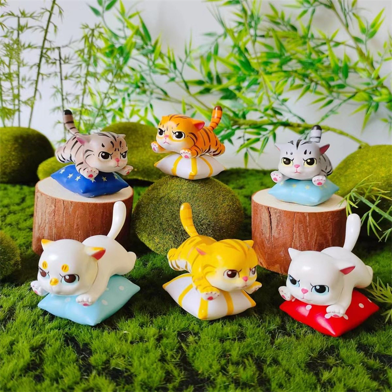 6 ชิ้น/เซ็ต Fat House Happy Cat Series ตัวเลขการกระทํา Kawaii Mini ของเล่น PVC รูปปั้นอะนิเมะคอลเลกชันตุ๊กตาเด็กของขวัญ