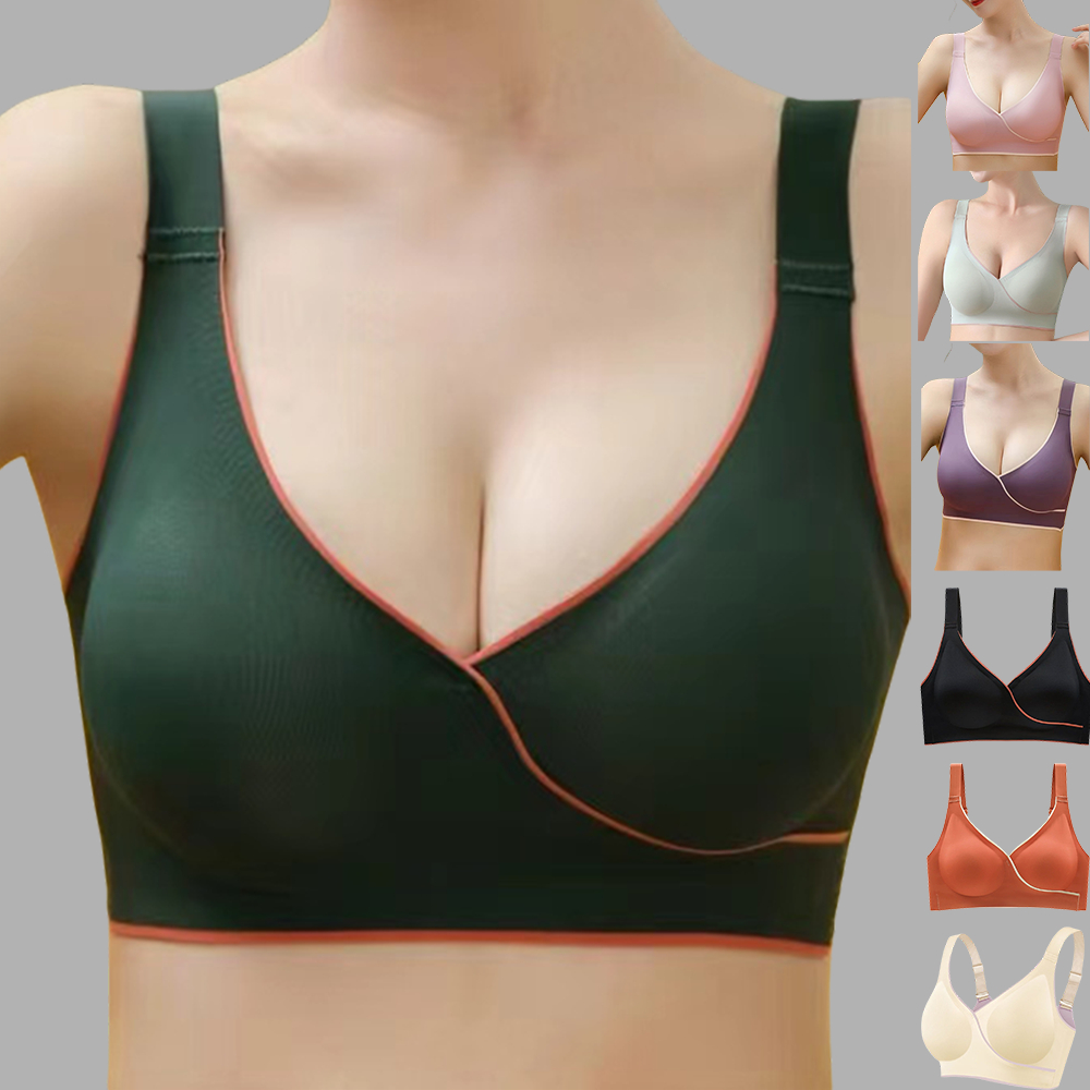 ชุดชั้นใน sport bra ผู้หญิง บราปิดจุก บราสาวอวบ เสื้อบรา เสริมหน้าอก เสื้อยกทรง บราสีดํา บราญี่ปุ่น