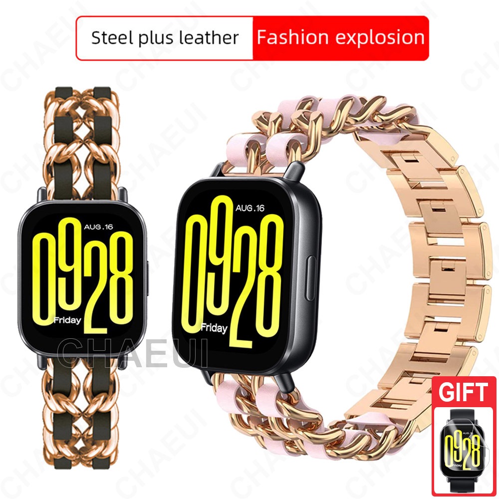 สร้อยข้อมือสายสแตนเลสสายหนังสําหรับ Redmi Watch 5 Active Lite
