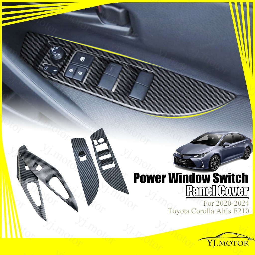 สําหรับ 2019 - 2024 Toyota Corolla E210 Power Window แผงแผงหน้าต่าง Lifter แผง ABS คาร์บอนไฟเบอร์รูปแบบ Protector