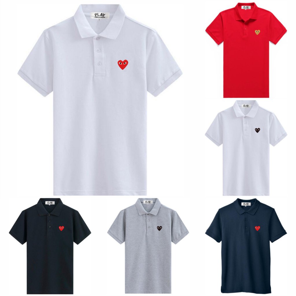 Fashion PLAY ปักหัวใจ เสื้อยืดโปโลผู้ชาย Super สบายและปลอดภัย Cotton Polo Tops เสื้อยืดผู้ชาย(4N-POLO SEP15A)