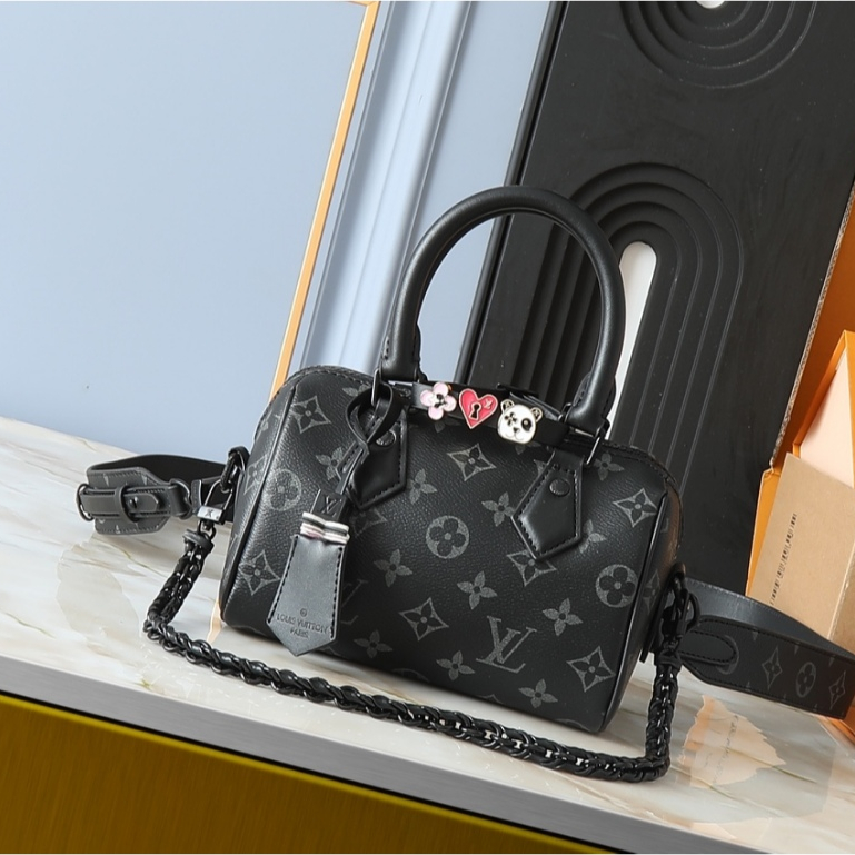 ใหม่ LV/Louis Vuitton Qixi limited speedy18cm mini กระเป๋าถือ, กระเป๋าสะพายไหล่เดียวของผู้หญิง