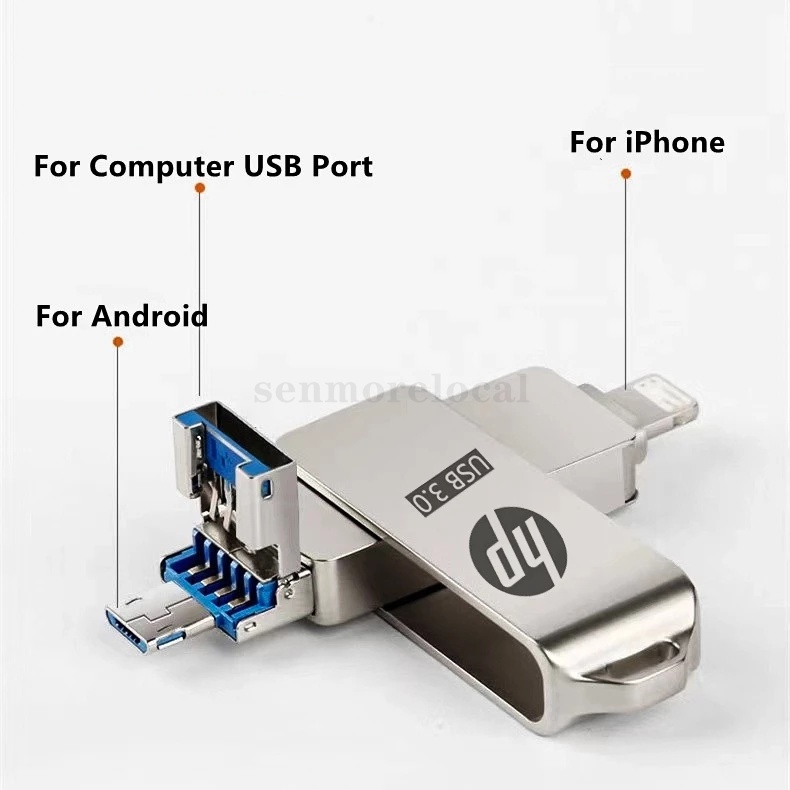 แฟลชไดรฟ์ USB 1TB 3 IN 1 OTG Pendrive สําหรับ iPhone จัดเก็บข้อมูลภายนอก OTG USB